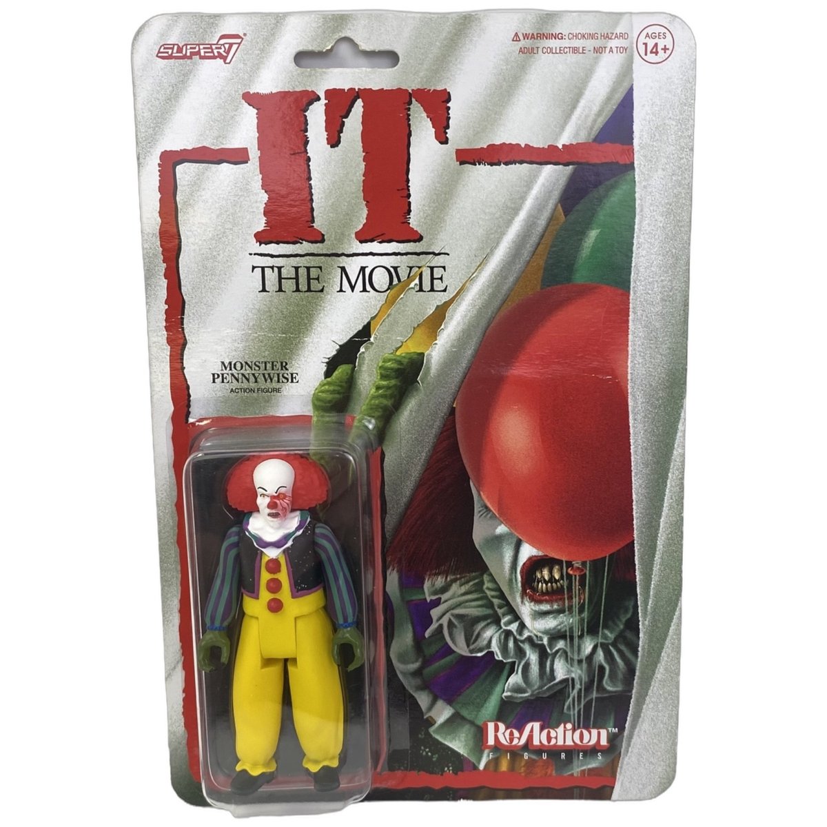 Modellino ReAction IT The Movie Monsters Pennywise 3,75" Super7 nuovo sigillato