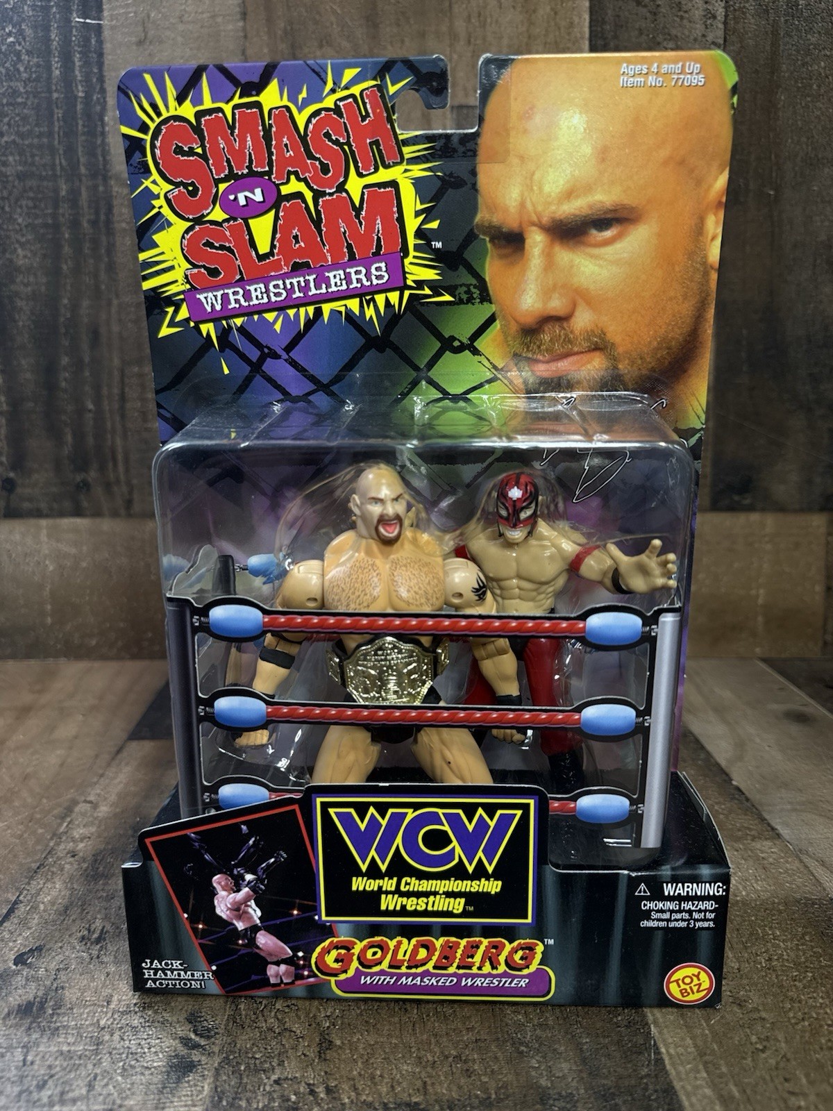 WCW Goldberg NUOVO Masked Wrestler Action Figure Smash 'N Slam Wrestlers 1999 Vintage