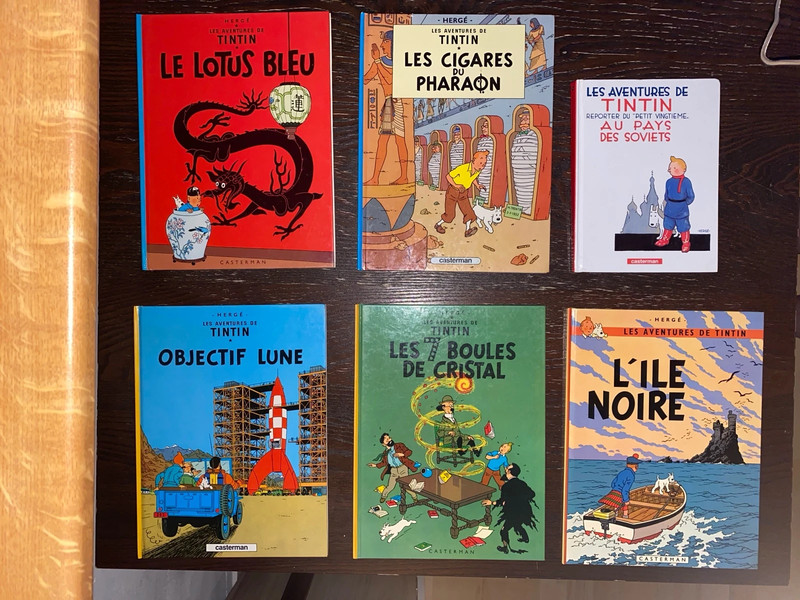 Lot de 6 BD Tintin – Hergé – Casterman – Très bon état