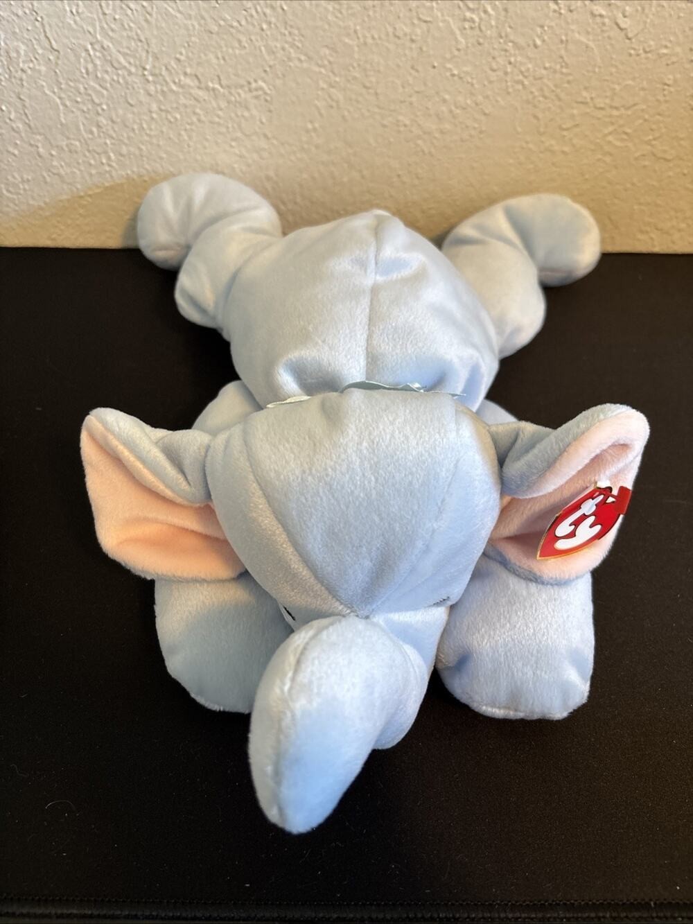 1998 Ty Pillow Pals Squirt Elephant Teal Blue Bow Beanie Babies