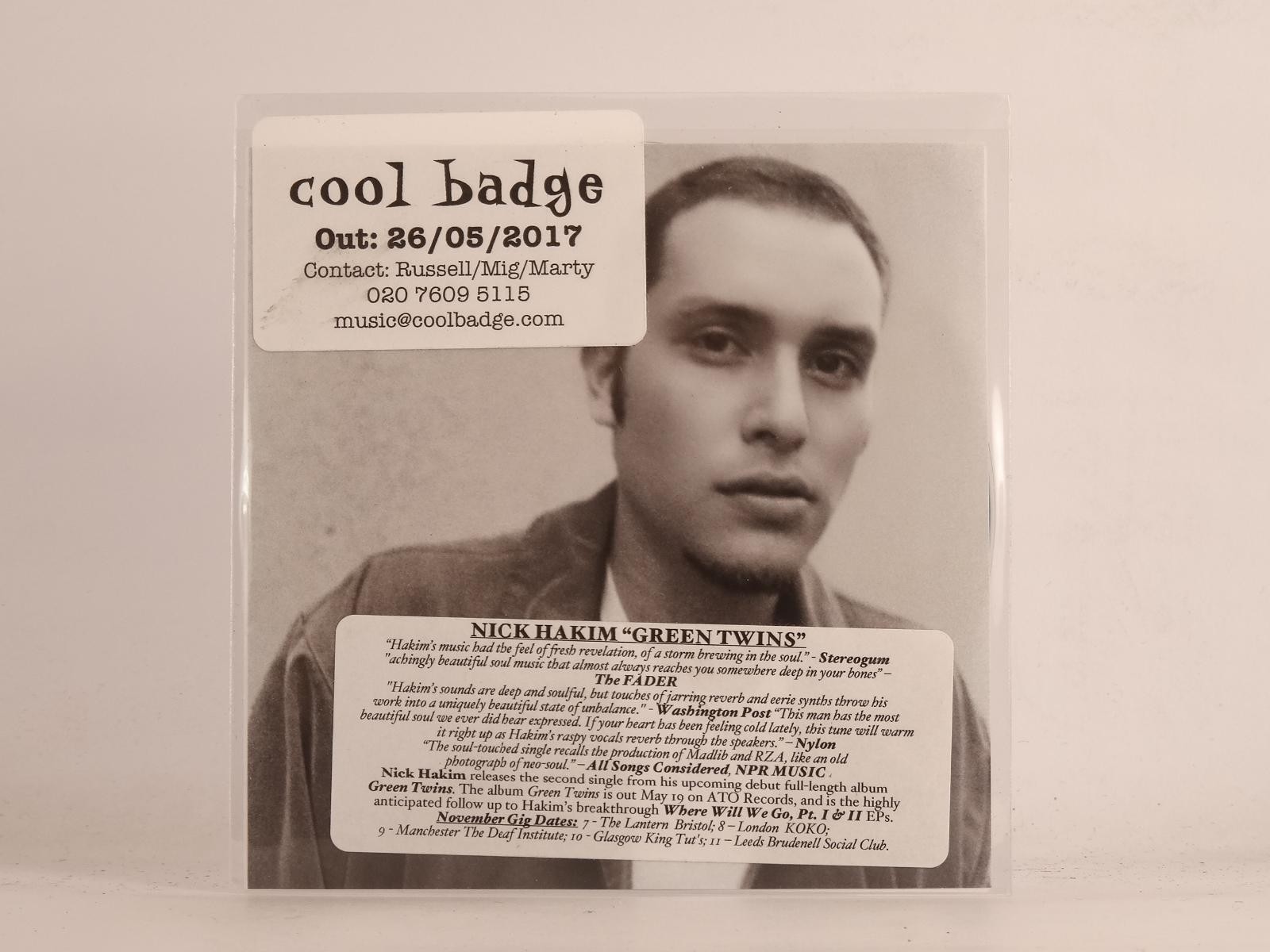 NICK HAKIM GREEN TWINS (E53) 1 Track Promo CD Single including Picture Sleeve AT