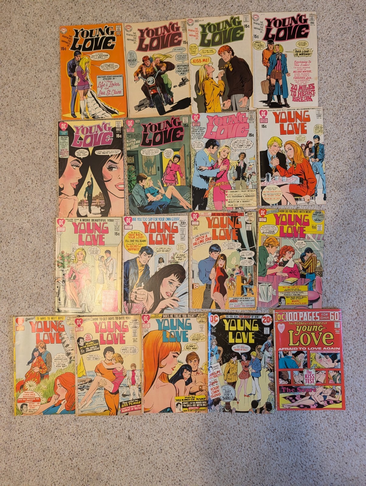 Lotto fumetti romantici vintage anni 70 17 numeri Young Love