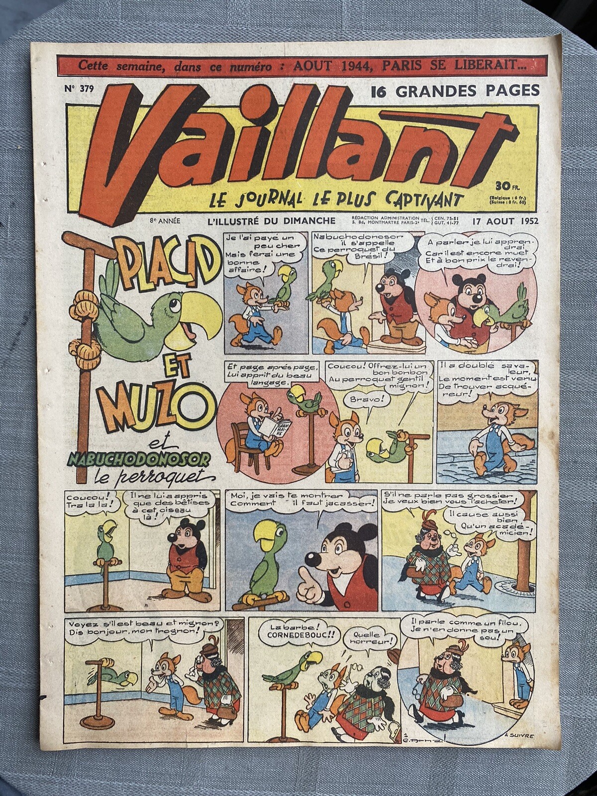 Vaillant Il Giornale Più Coinvolgente N°379 1952 Buone Condizioni