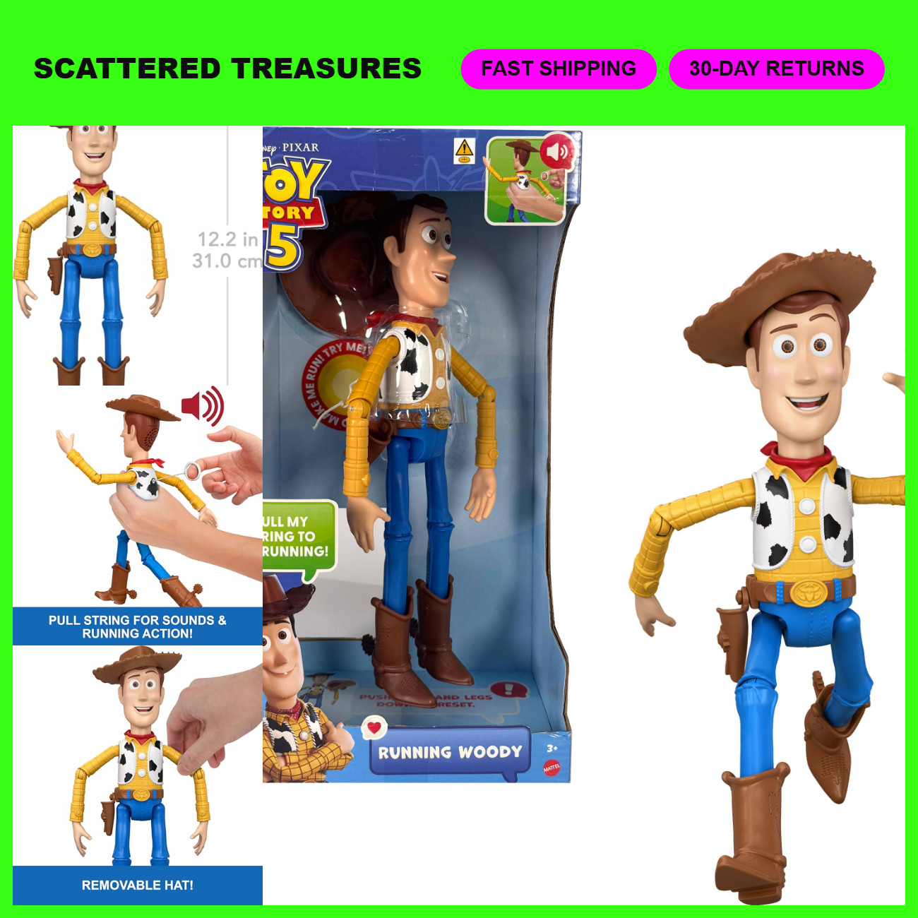 Toy Story 5 Woody Action Figure - Posa Funzionante, Giocattolo da Collezione per Bambini