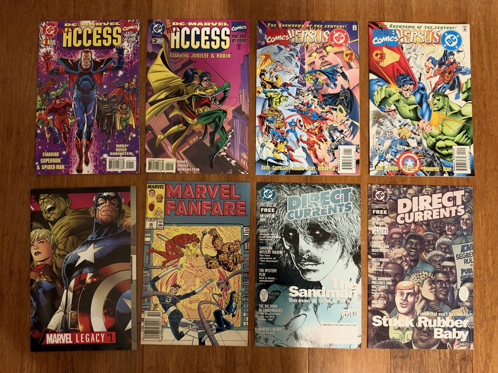 Marvel DC Comic Lotto di 8 Access #1-2 Marvel vs DC #2-3 Fanfare Legacy