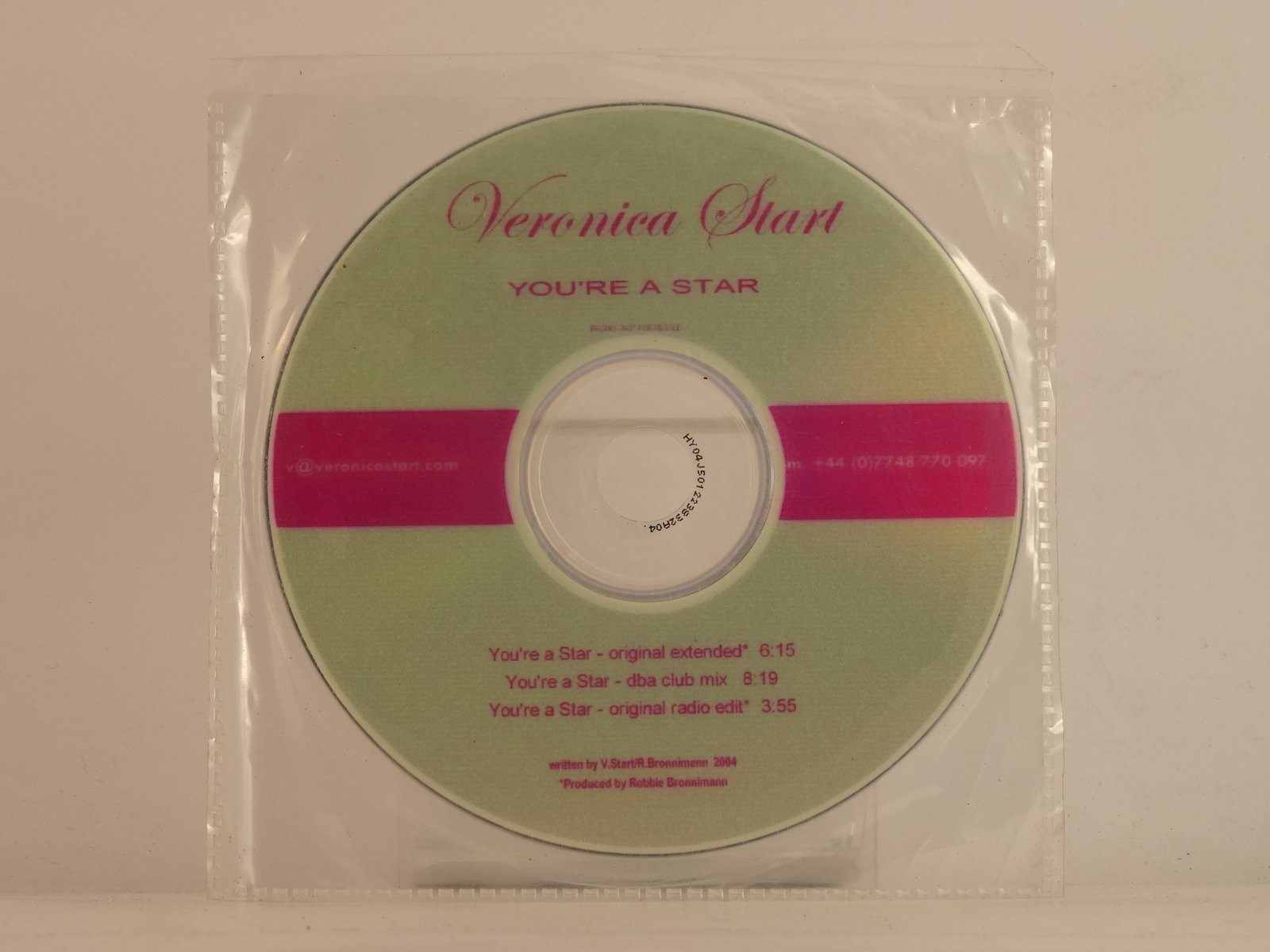 VERONICA START YOU'RE A STAR (I5) 3 Track Promo CD Single plus Plastic Sleeve 