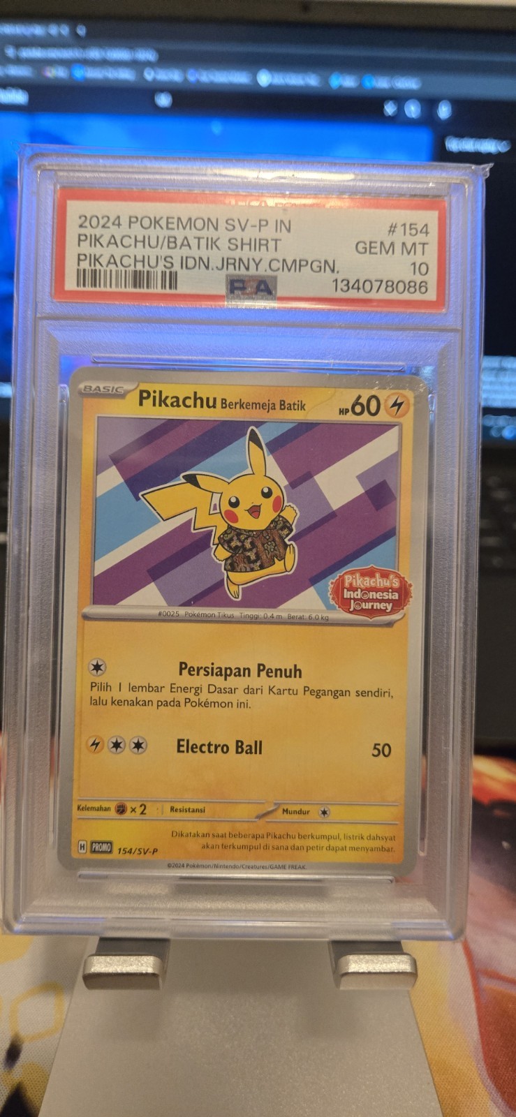 Camicia Pikachu In Batik 154/SV-P Pikachu Indonesia Viaggio Campagna Promo PSA 10
