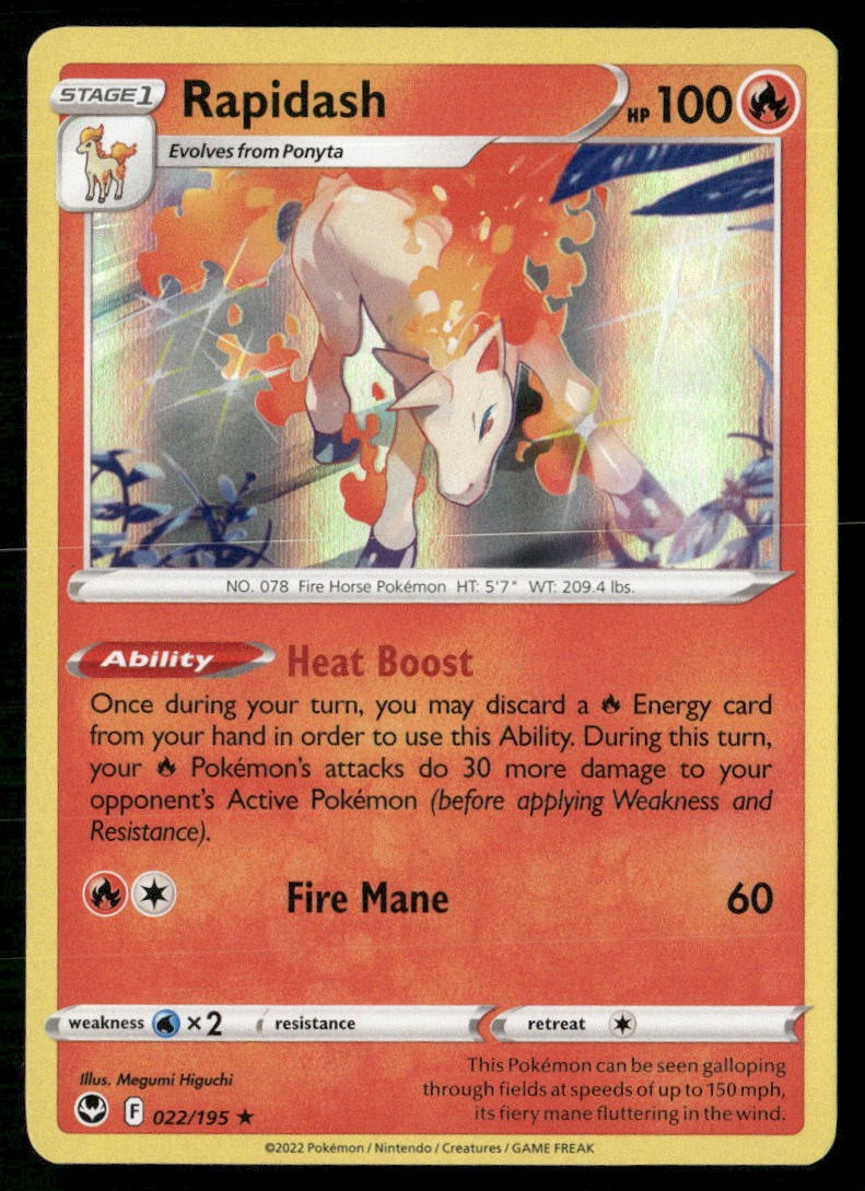Rapidash 022/195 Raro Pokemon Tempesta Argento Reverse Holo Giocato Leggermente
