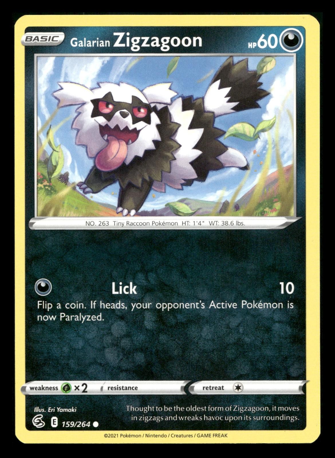 GALARIAN ZIGZAGOON 159/264 COMMON FUSION STRIKE POKEMON NEAR MINT