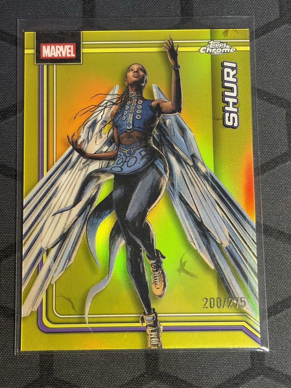 2026 Topps Chrome Marvel Yellow Refractor /275 Shuri #154
