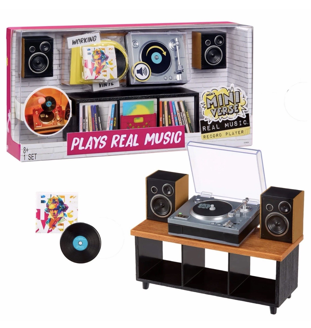 MGA's Miniverse Real Music Record Player Mini Collezionismo Mini Disco Riproducibile!