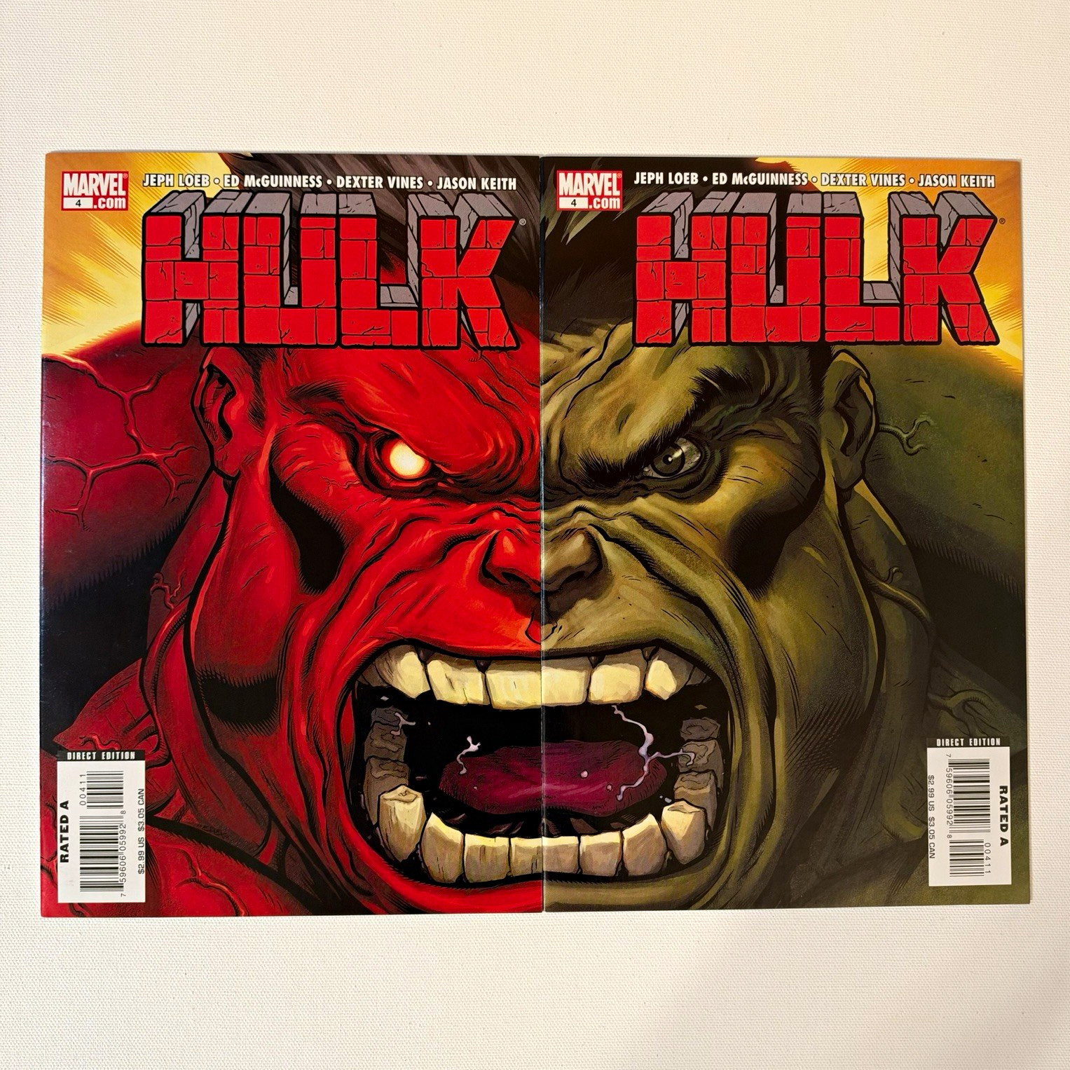 Marvel Hulk #4 Direct Edition Ed McGuinness Jeph Loeb Split Cover Lotto 2