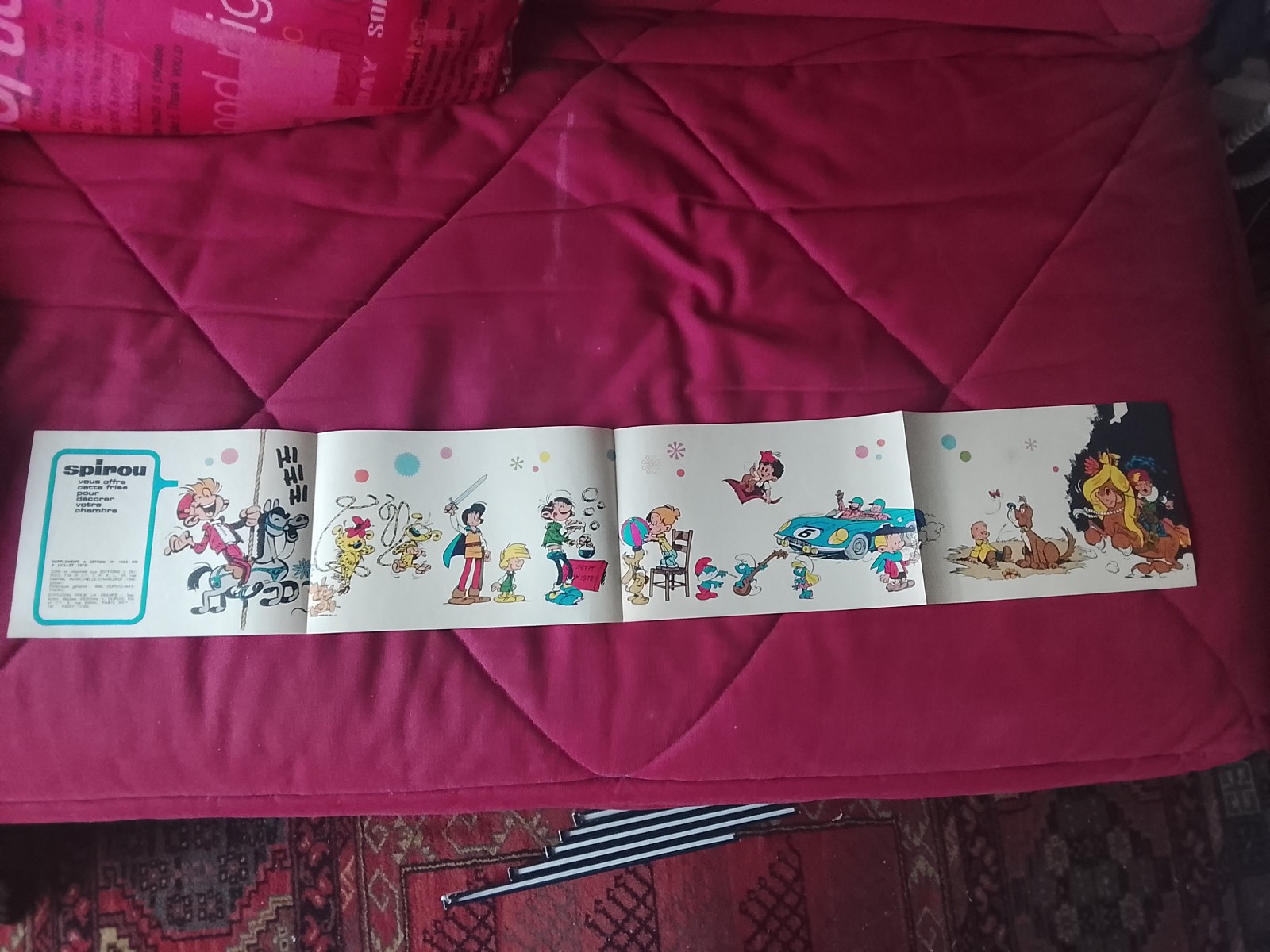 frise 4 volets nombreux personnages de Spirou