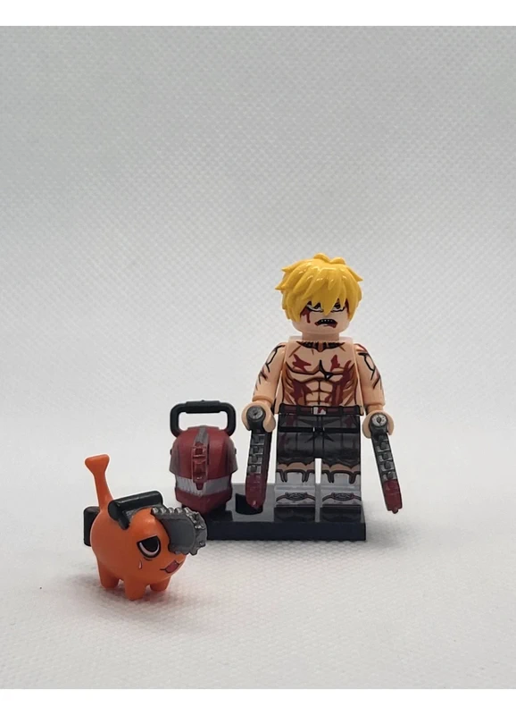 Figurine type Lego - chainsaw Man - Denji avec Pochita (Lego-style Figure - Denji with Pochita) 1