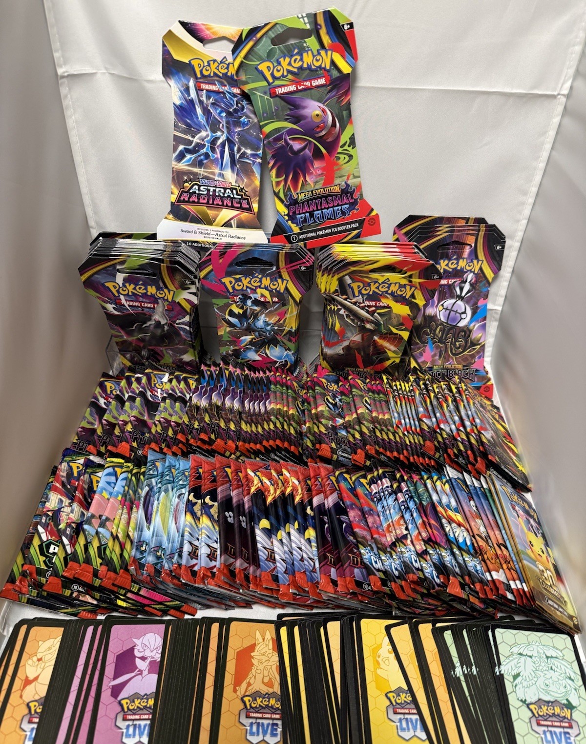 Pokemon TCG Vuoto Booster Wrappers Maniche Codice Carte Craft Lotto 294 Pezzi