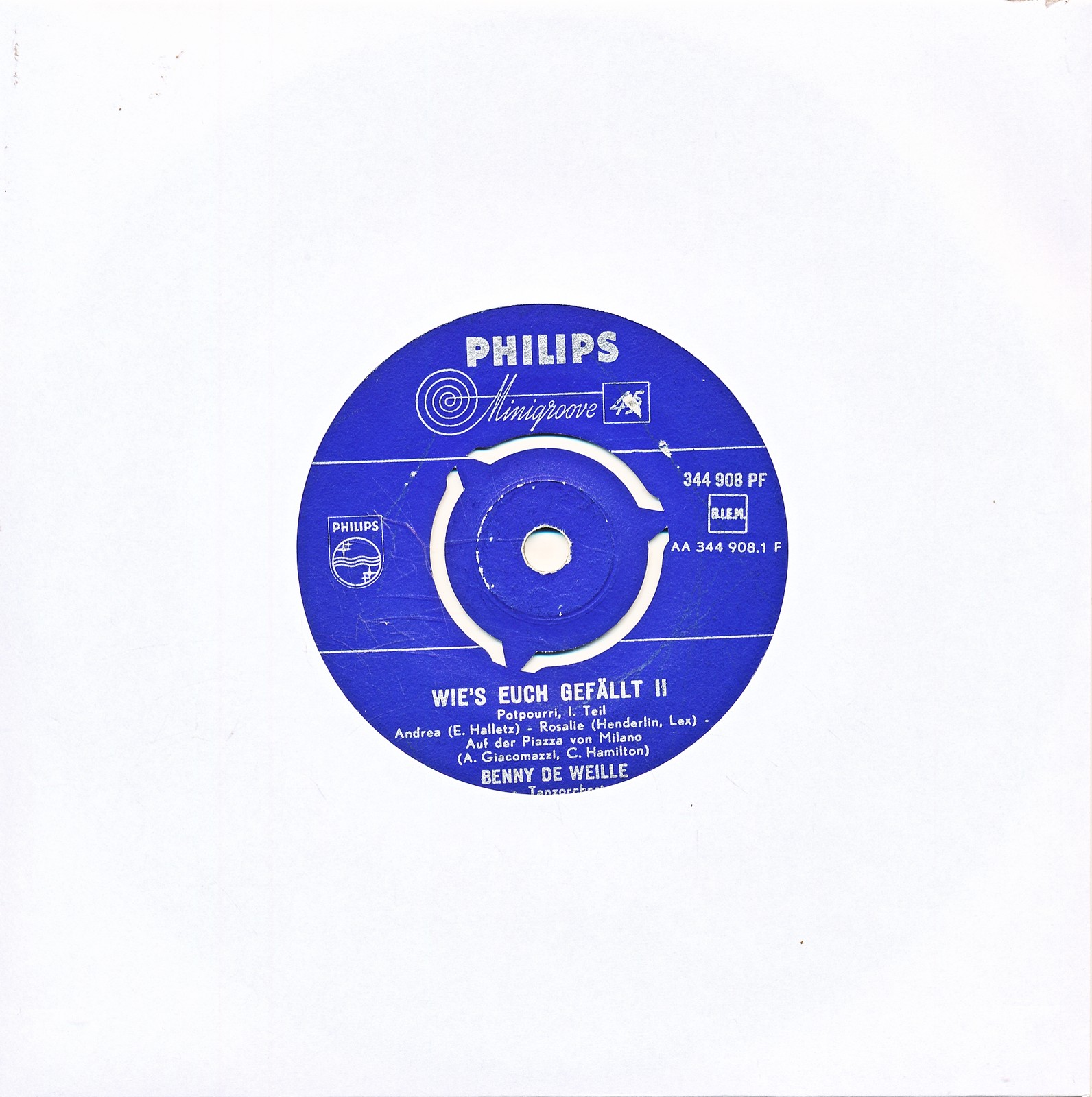 Wie's euch gefällt II - Benny De Weille - LC Single 7" Vinyl 198/21