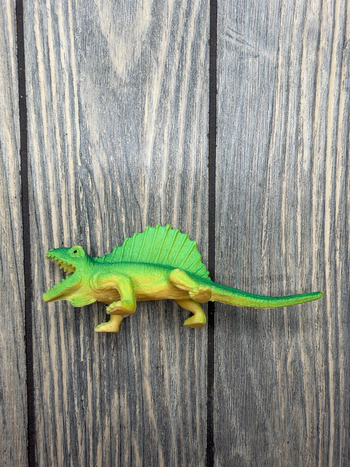 Dimetrodon Dinosaur Action Figure Toy Green Yellow Prehistoric Animal Kids Play