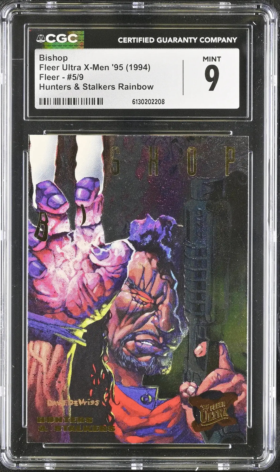 1994 Fleer Ultra X-Men '95 Bishop #5/9 Hunters & Stalkers Rainbow CGC 9