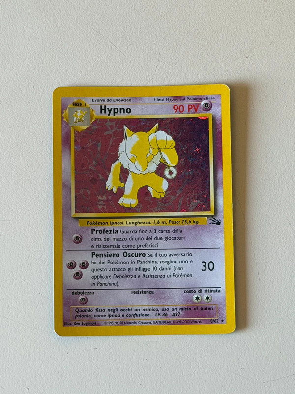 Hypno 8/62 Holo Fossil Italiano Pokémon Vintage WOTC