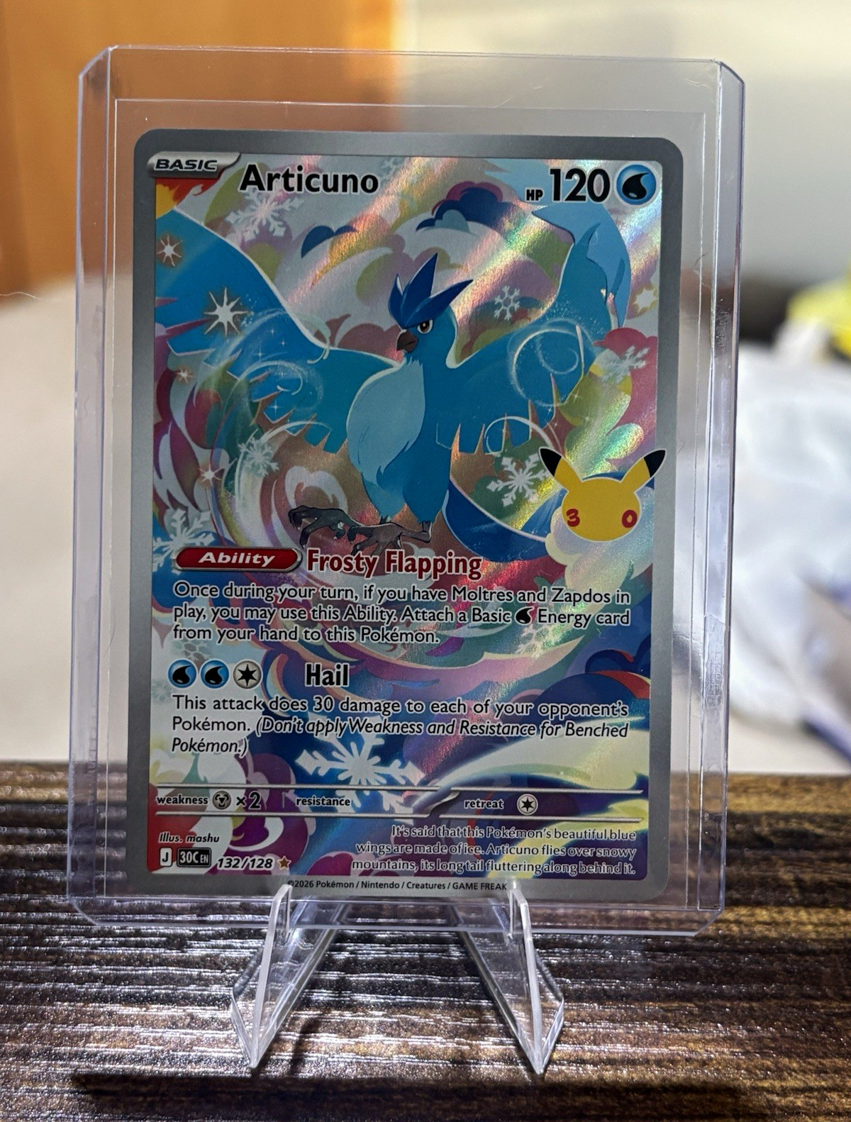 Articuno 132/128 Illustration Rare Full Art Holo 30th Anniversary Pokemon