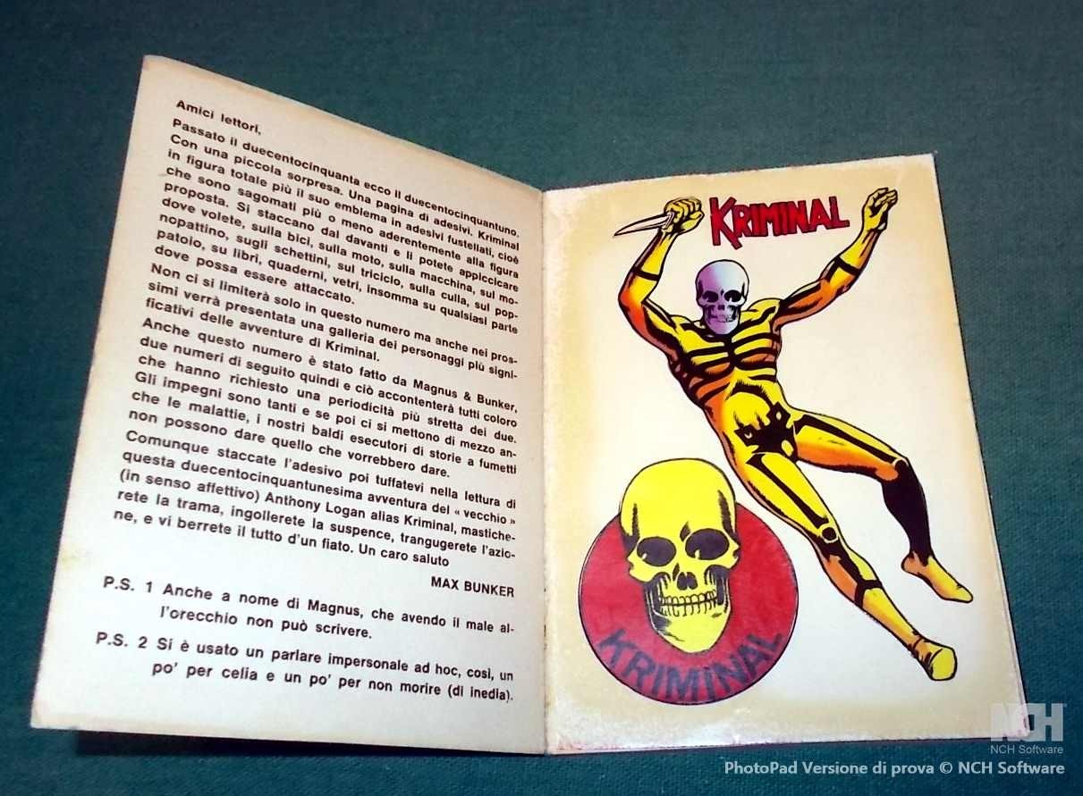 KRIMINAL n. 251 "A.D.A.M." con ADESIVI edizioni Corno del 23 Aprile 1970