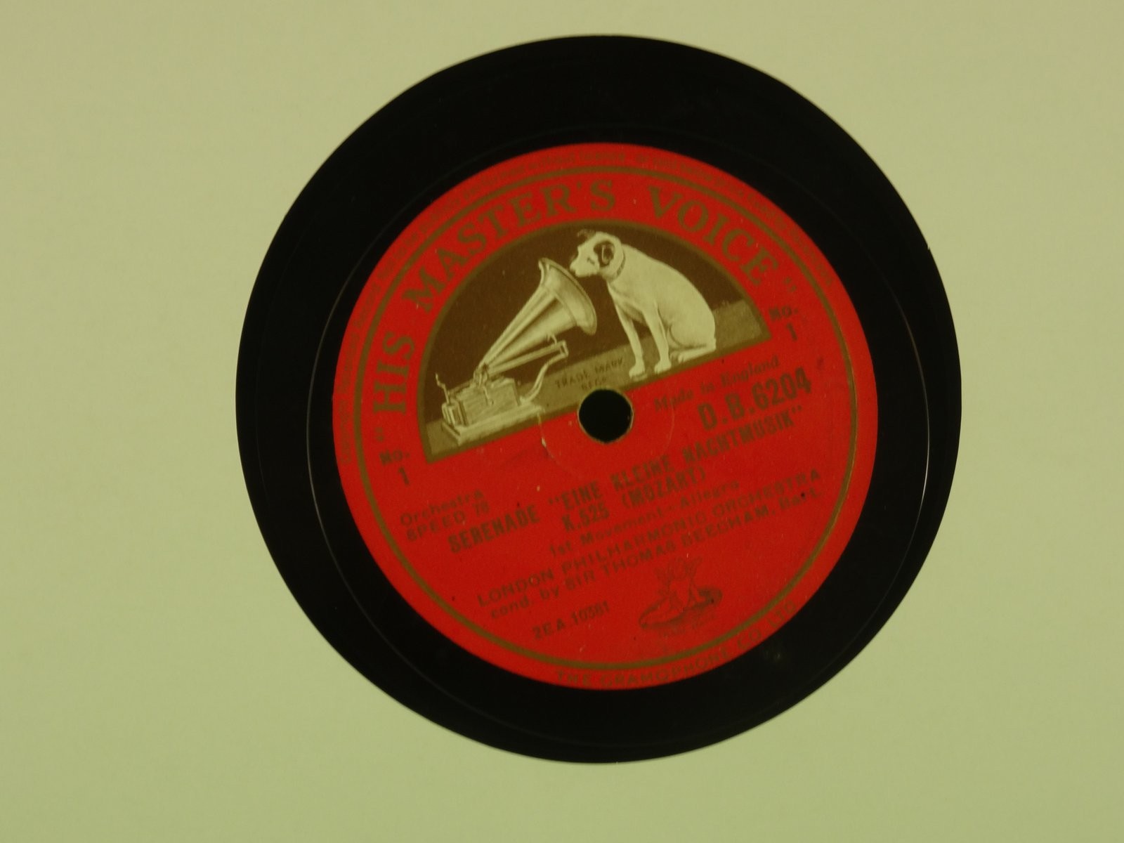 SIR THOMAS BEECHAM SERENADE EINE KLEINE NACHTMUSIK K525  78RPM (441/23) (441) 2 