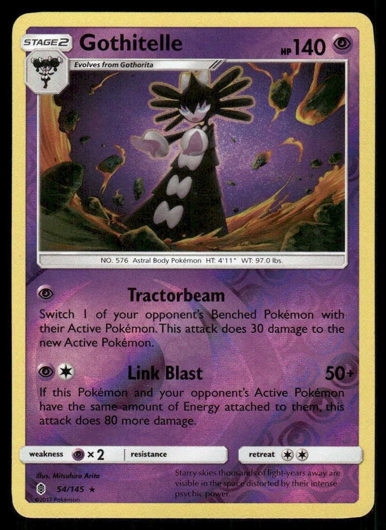 POKEMON GOTHITELLE GUARDIANS RISING 54/145 REVERSE HOLO R LP