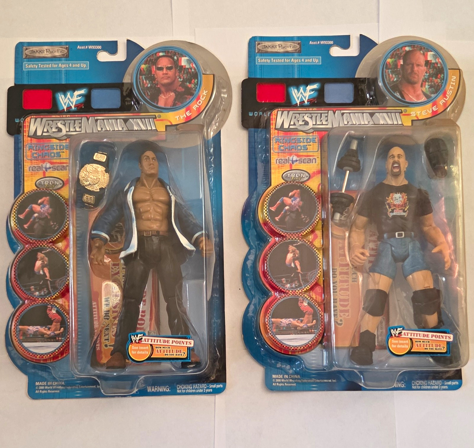 JAKKS Pacific WWF WrestleMania XVII The Rock & Steve Austin 2-Pack Unopened
