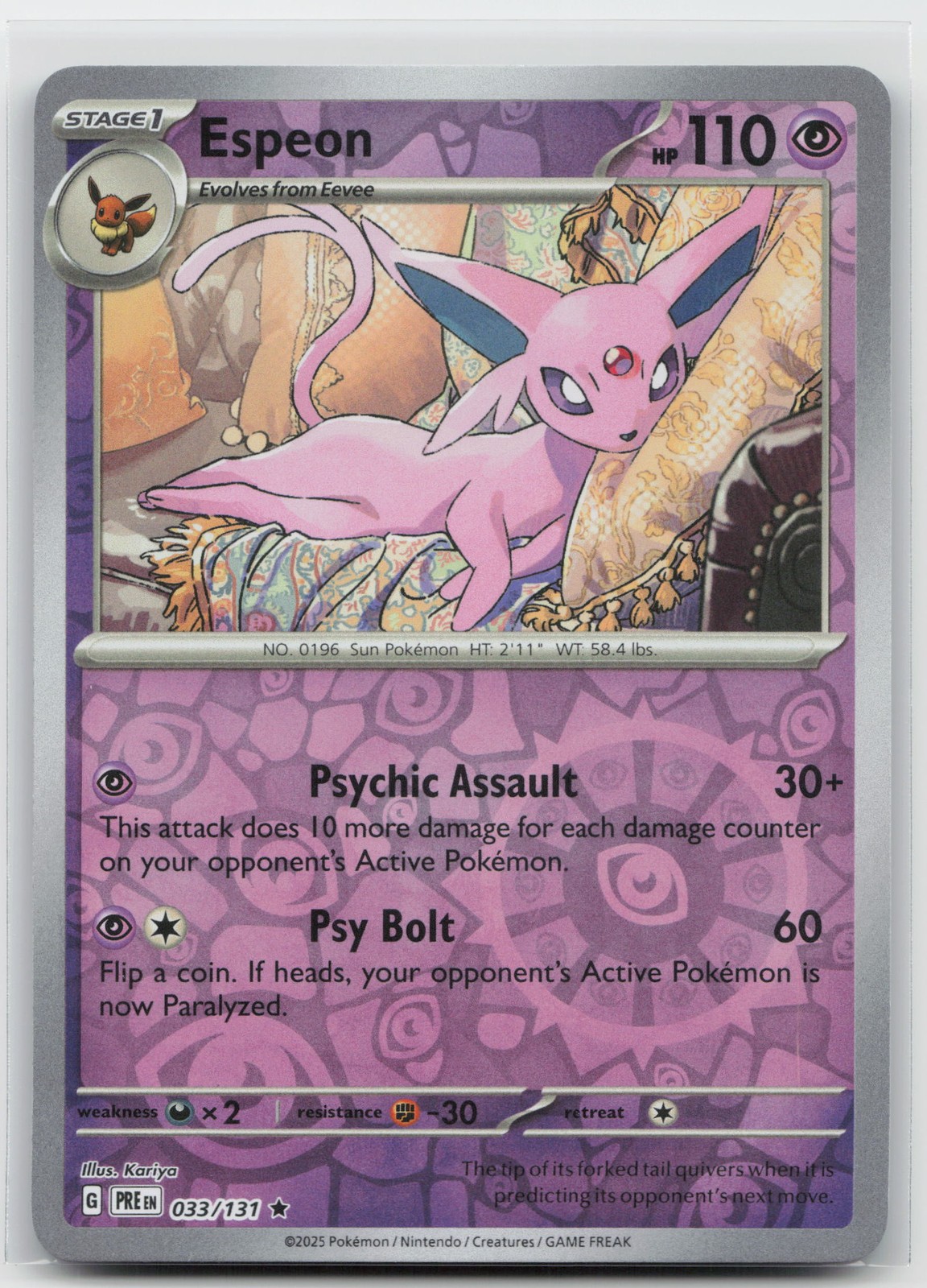 Evoluzioni Prismatiche Espeon 033/131 Pokemon Raro quasi nuovo
