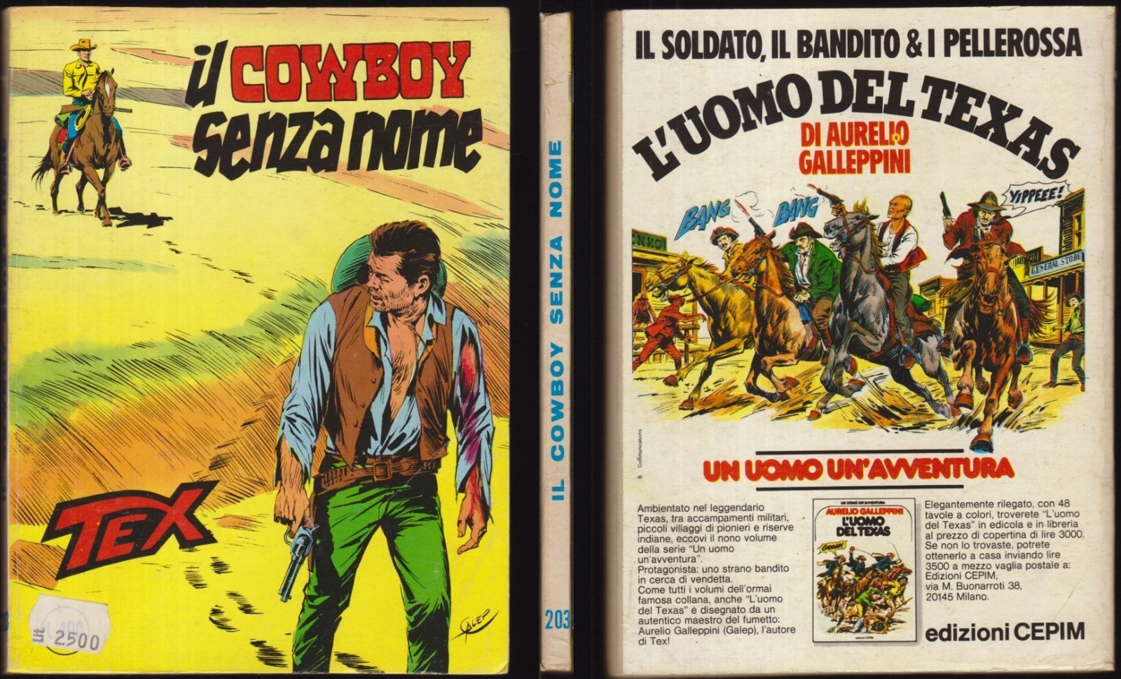 TEX 203 IL COWBOY SENZA NOME - SETTEMBRE 9/1977 "MOLTO BUONO"