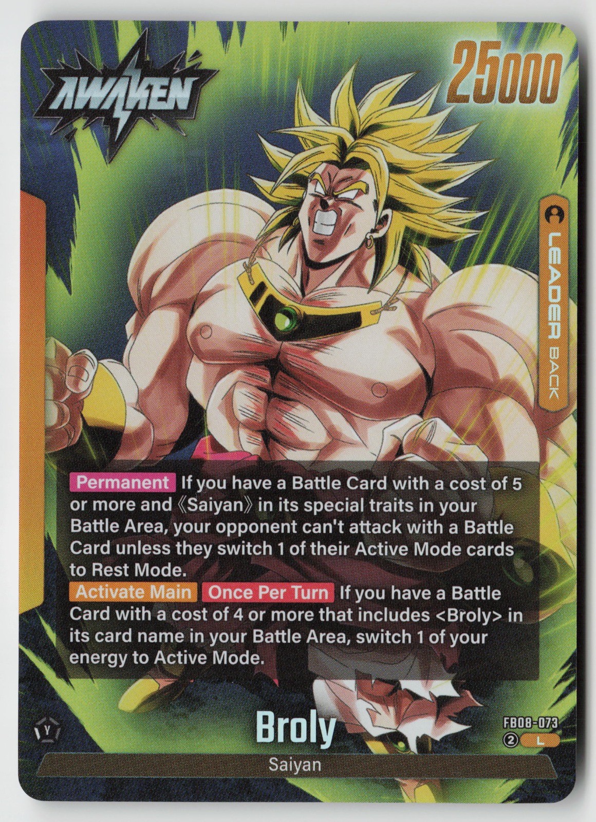Broly FB08-073 Story Booster 01 Leader Holo NM