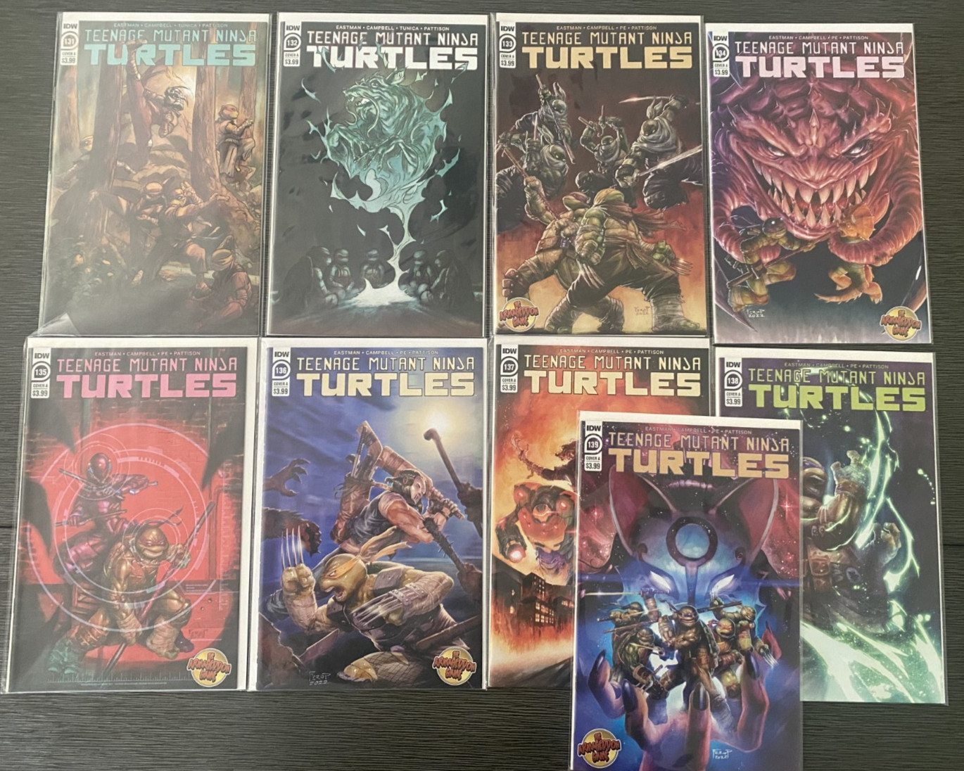 Lotto fumetti Teenage Mutant Ninja Turtles 131-139 gioco completo Armageddon IDW