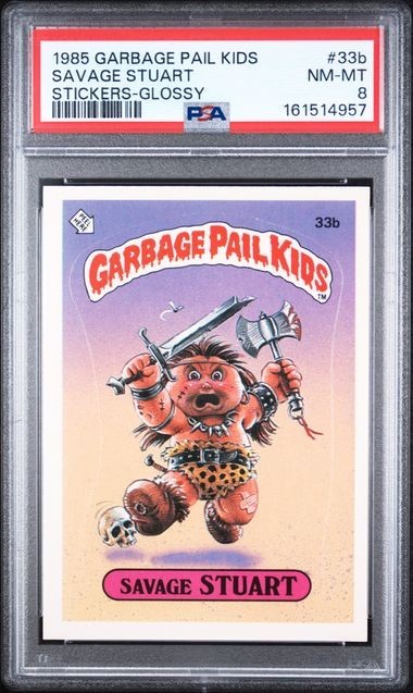 1985 Topps Garbage Pail Kids GPK OS1 #33b SAVAGE STUART - GLOSSY - PSA 8  NM-MT