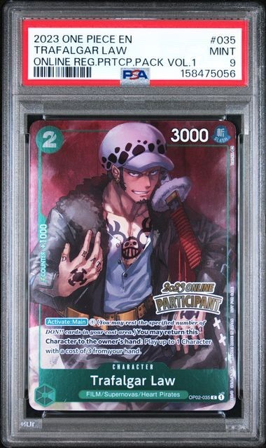 Trafalgar Law OP02-035 Online Regional Participation Pack Vol.1 PSA 9 MINT