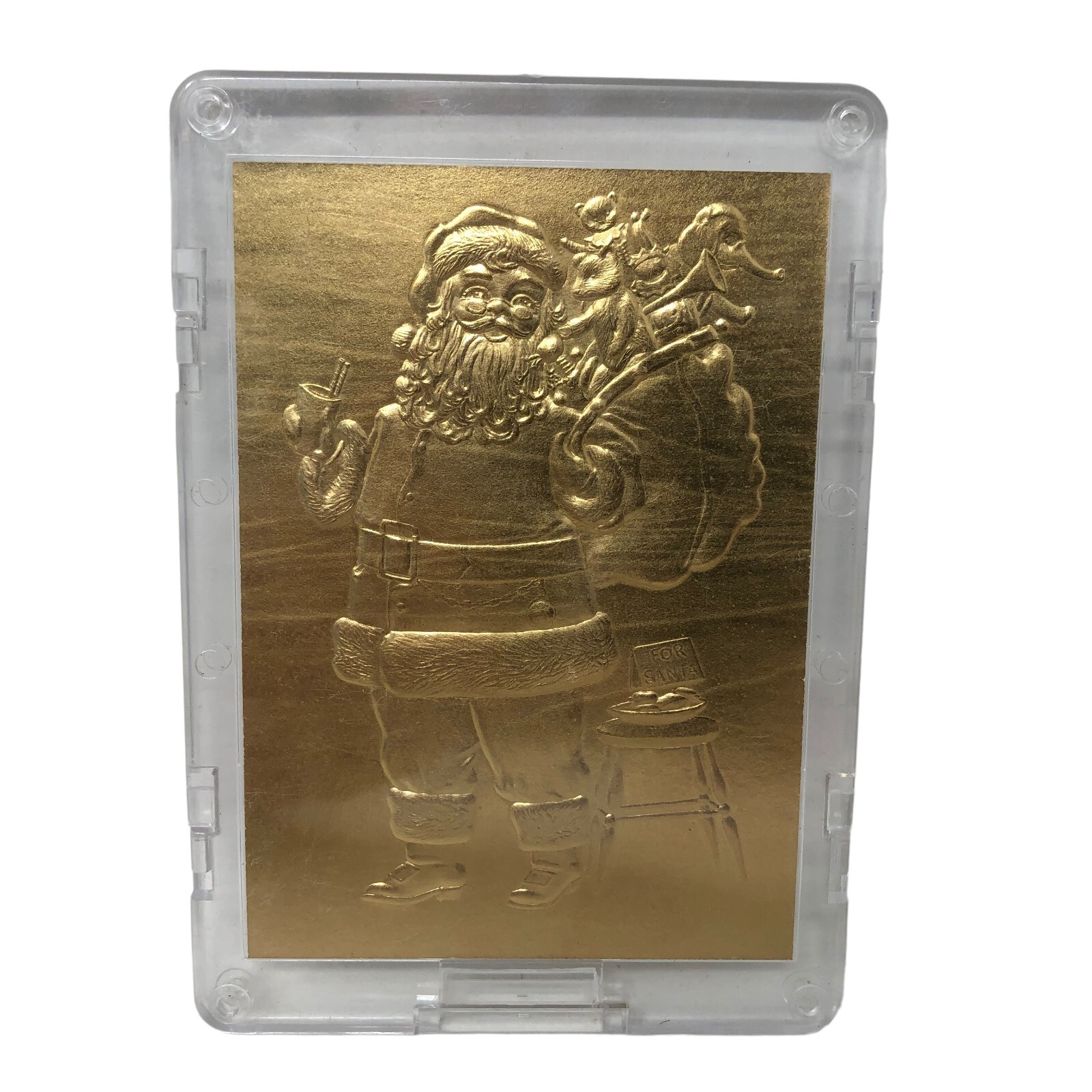 Vintage Babbo Natale Giro del Mondo Serie 1 Oro 22KT Goffrato Carta Biscotti Latte Babbo Natale