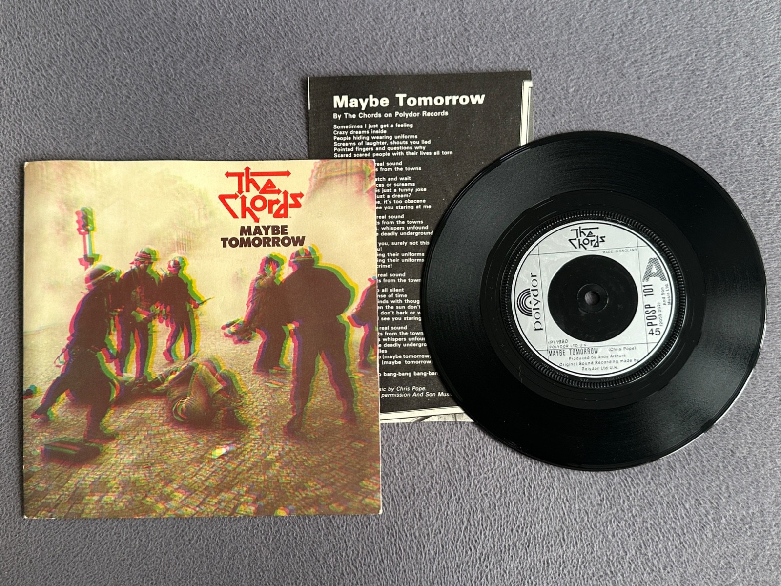 THE CHORDS - Maybe Tomorrow PLUS Lyrics - 1980 7" Vinyl Polydor POSP 101 - NM