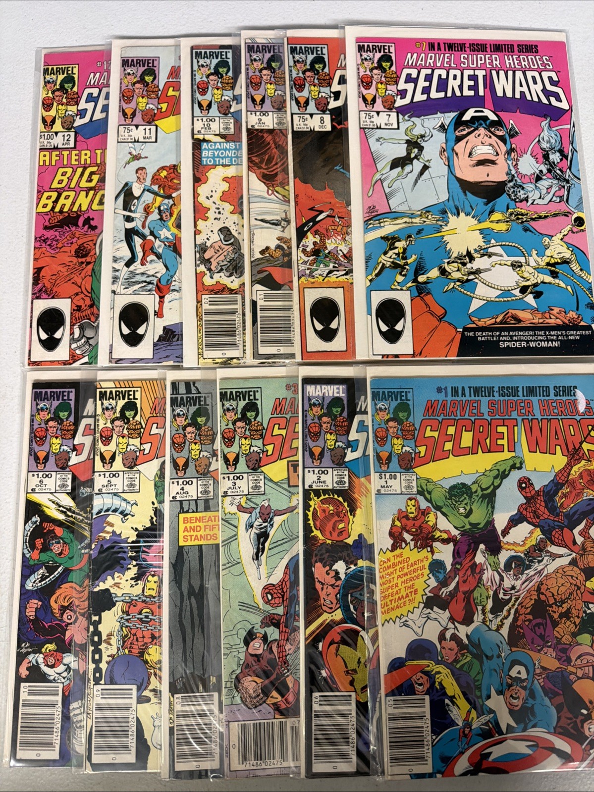 Marvel Super Heroes Secret Wars #1-12 1984 lotto run #8 1° tuta nera Spidey *Y3