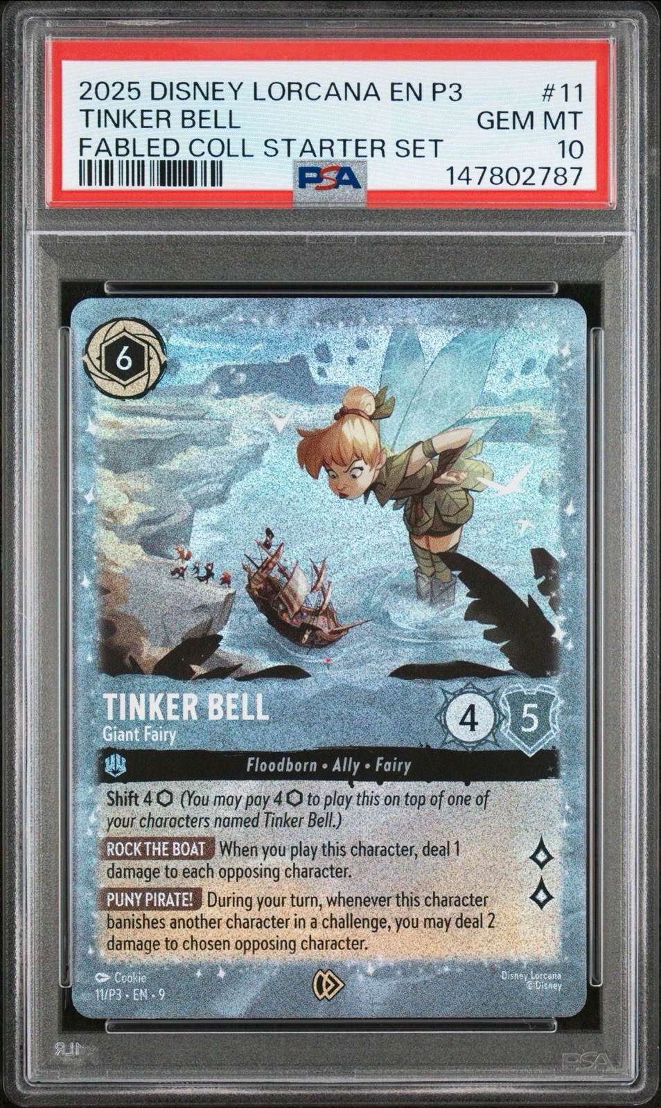 2025 DISNEY LORCANA EN P3-PROMO #11 TINKER BELL - FATA GIGANTE PSA 10
