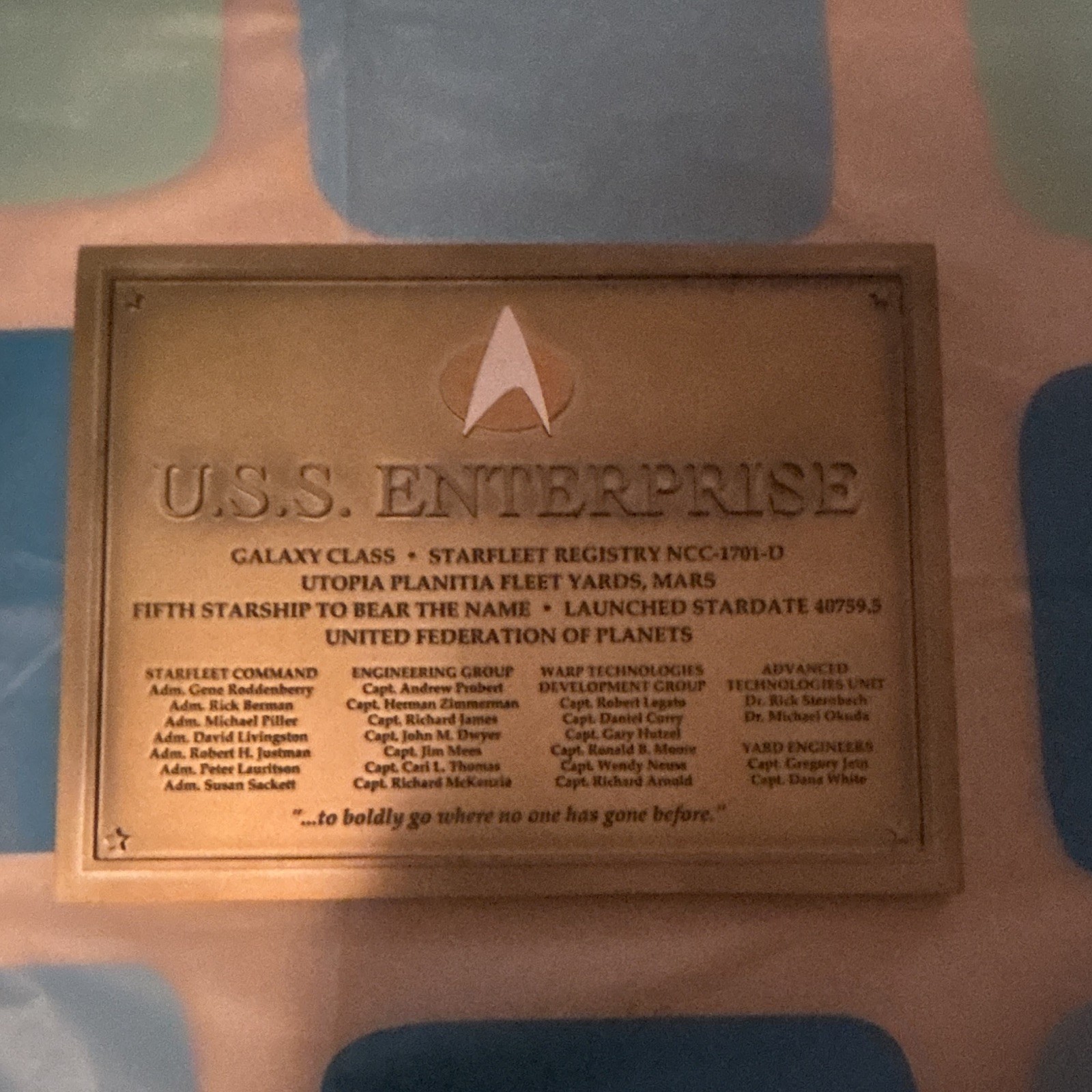 60 Jahre Star Trek U.S.S. Enterprise Plaque 2013 Paramount Pictures