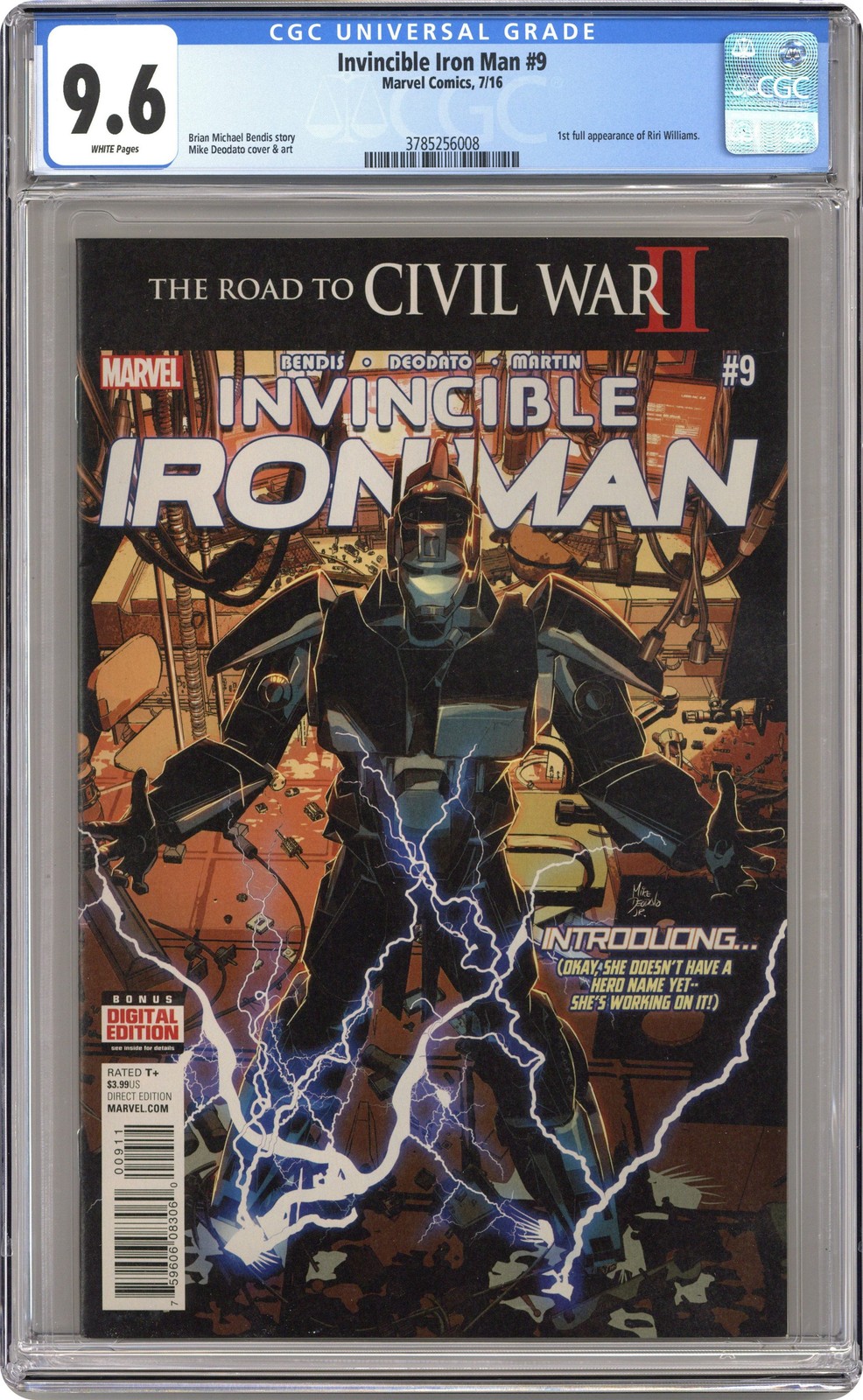 Invincible Iron Man #9A Deodato CGC 9.6 2016 3785256008 1st Riri Williams