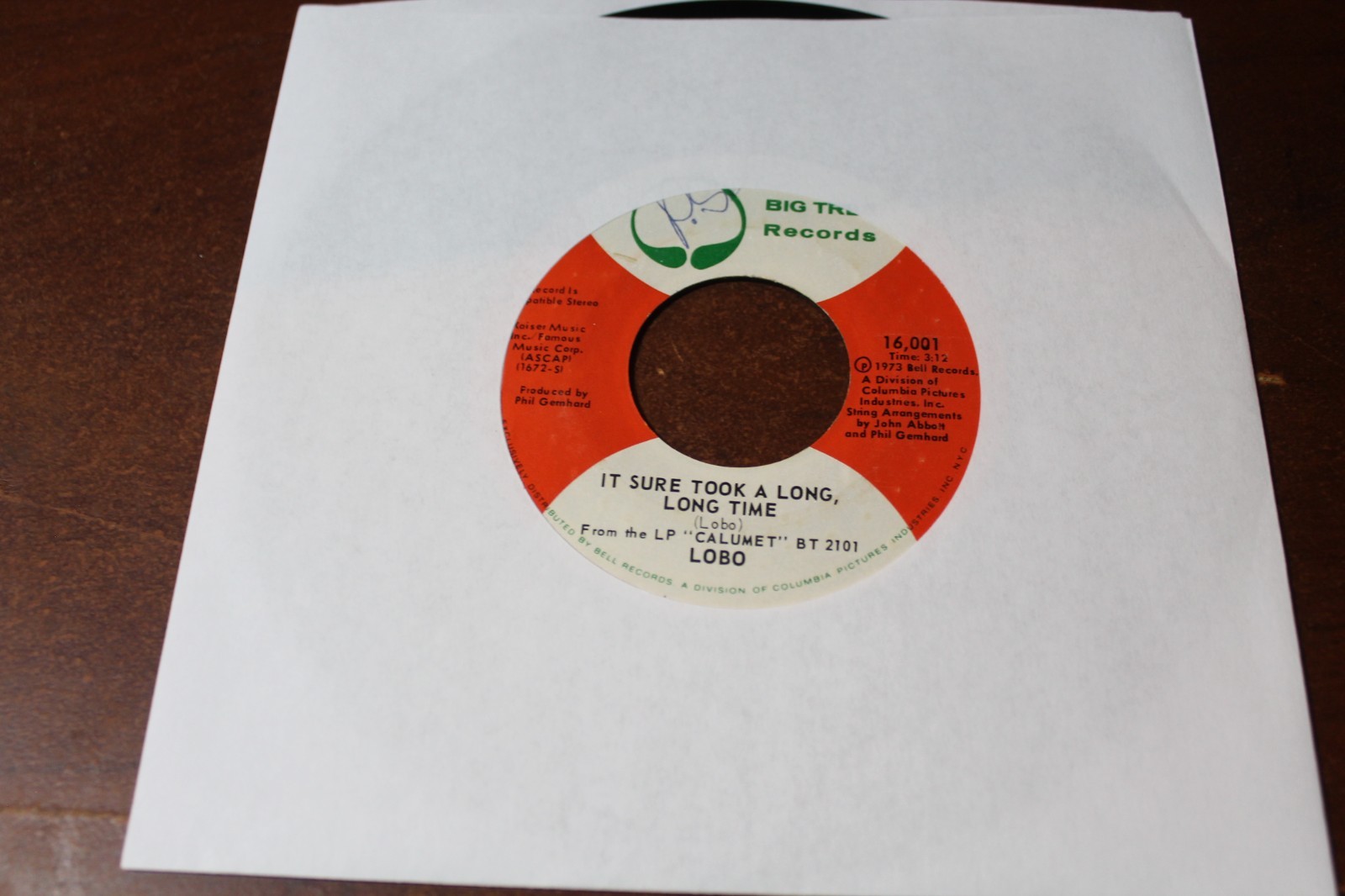 LOBO IT SURE TOOK A LONG LONG TIME / RUNNING DEER 45 RPM RECORD