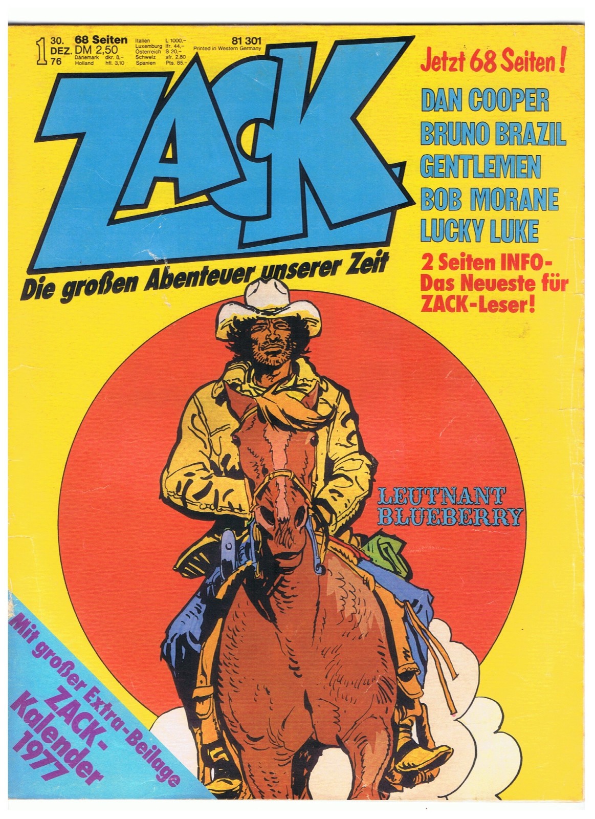 ZACK n.1 / 1977 - buono - senza calendario Zag