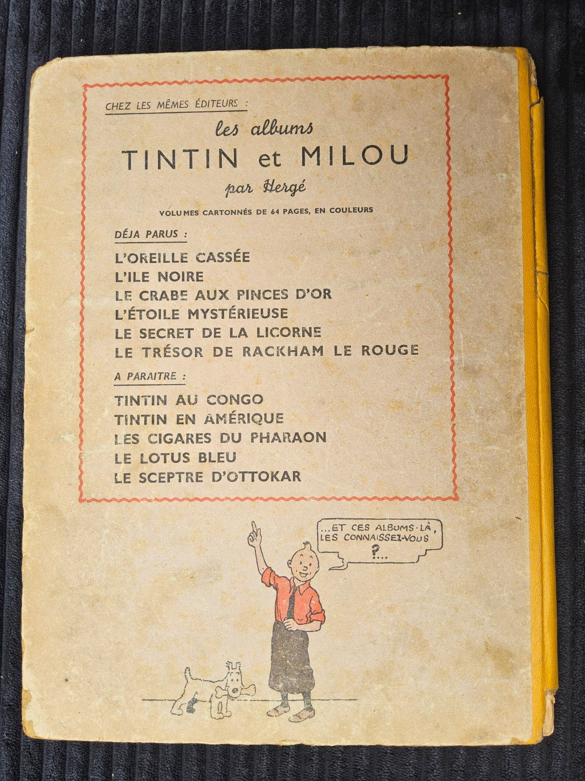 Tintin - Le trésor de Rackham le rouge - A24 - Dos Blanc - EO de 1944