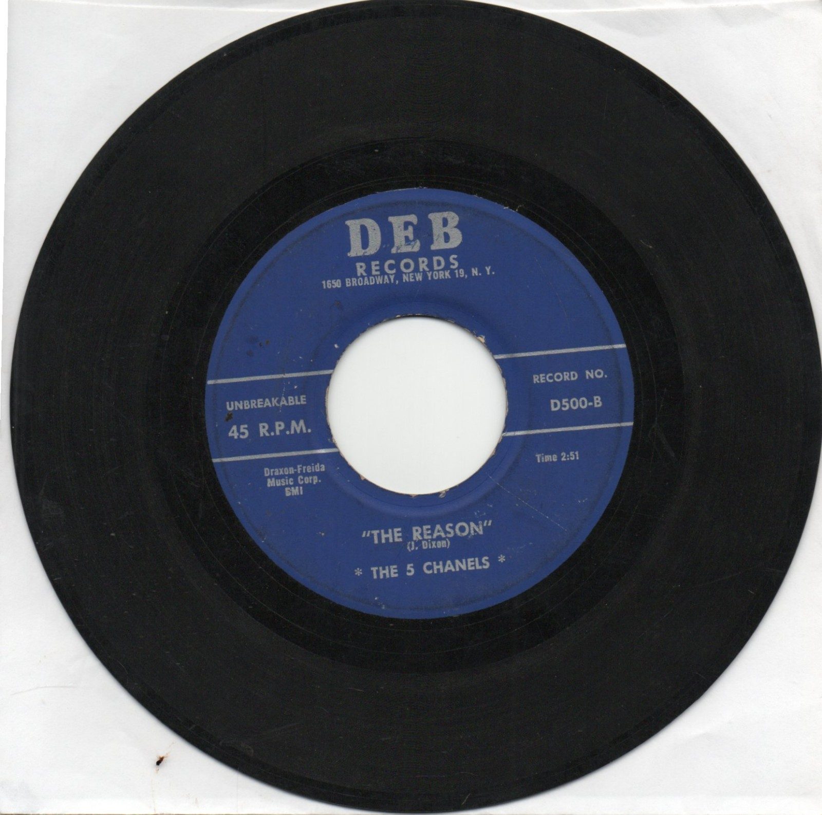 The 5 Chanels   The Reason  on Deb   Original Doo Wop 45