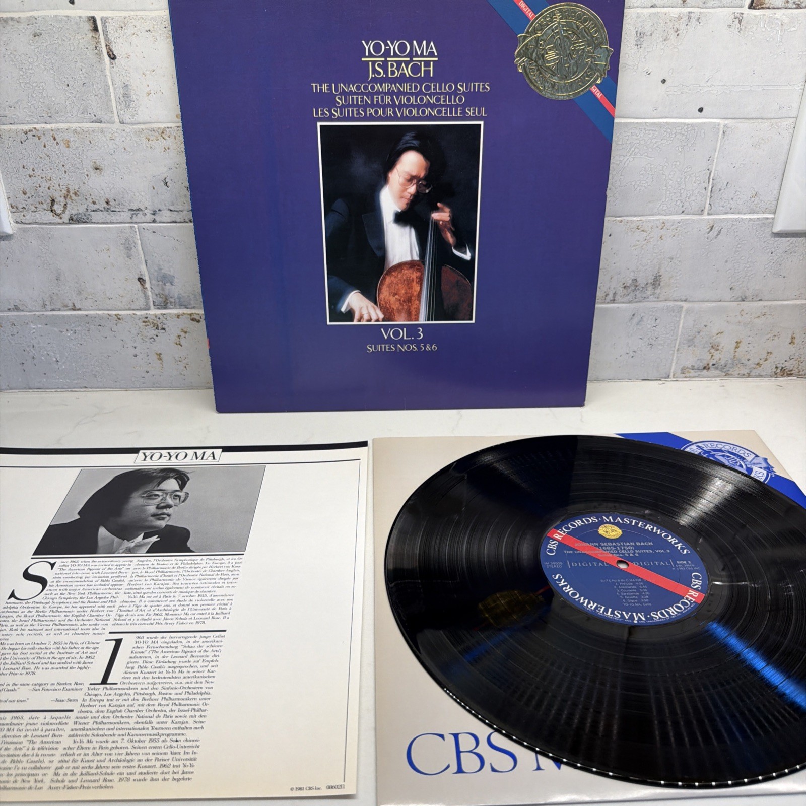Yo-Yo Ma Cello Suites nos. 5&6 Bach Vol. 3 LP IM39509 CBS Master Works Promo