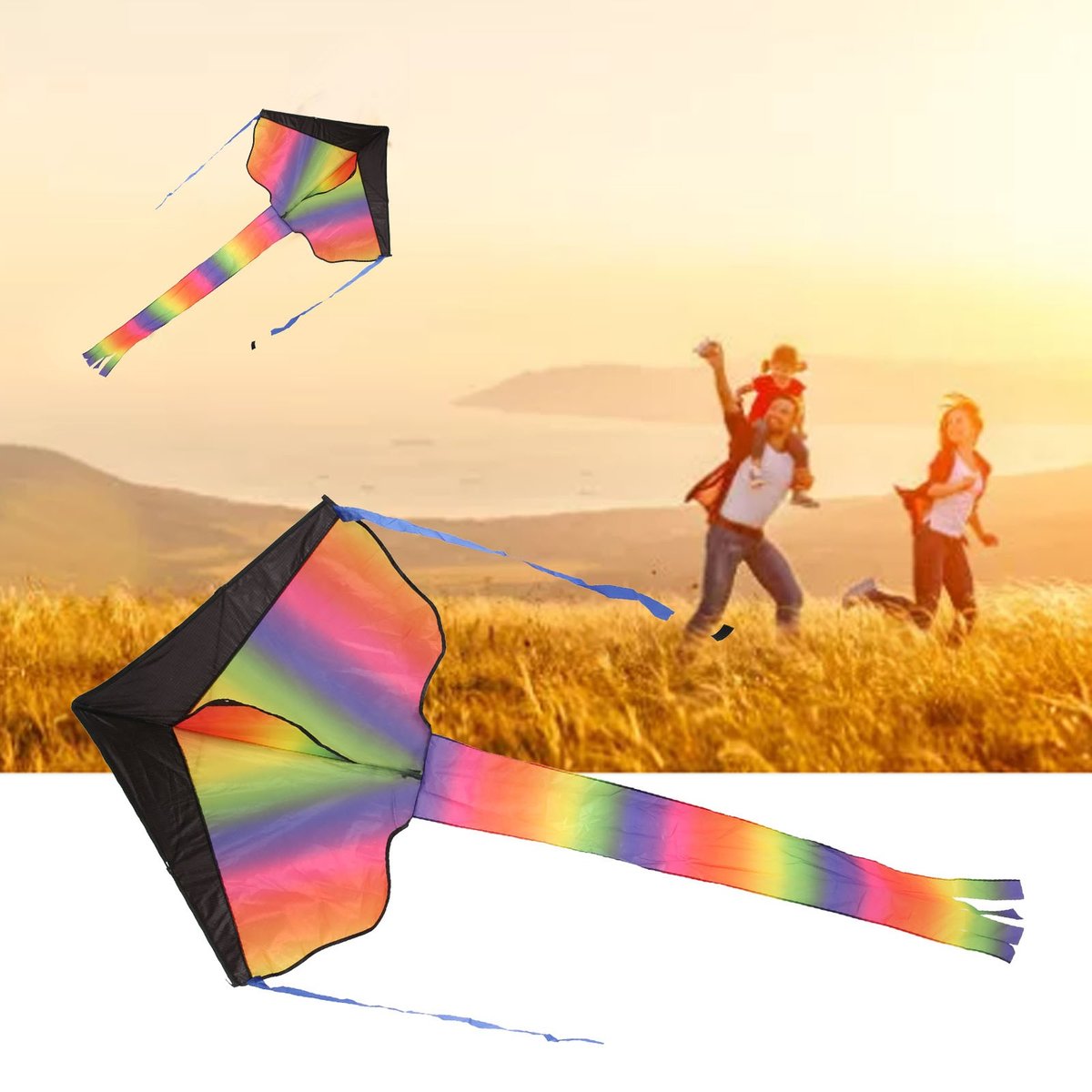 Large Kite With Long Colorful Tail For Kids Children Outdoor Game An NEW