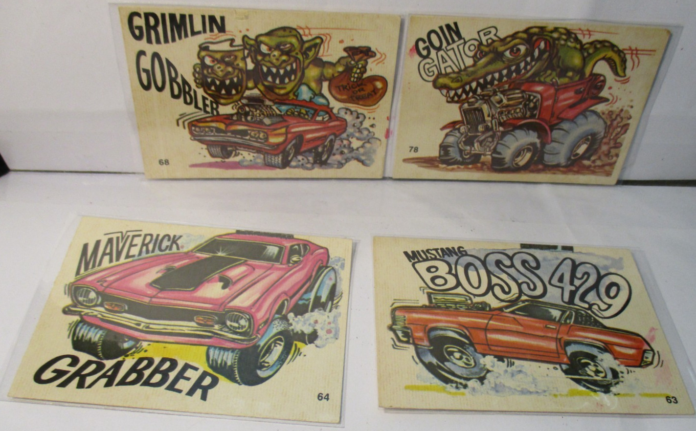 1970's DUNRUSS, ODD RODS CARDS STICKERS LOT #6 of (4) VINTAGE # 68-#78-#63-#64