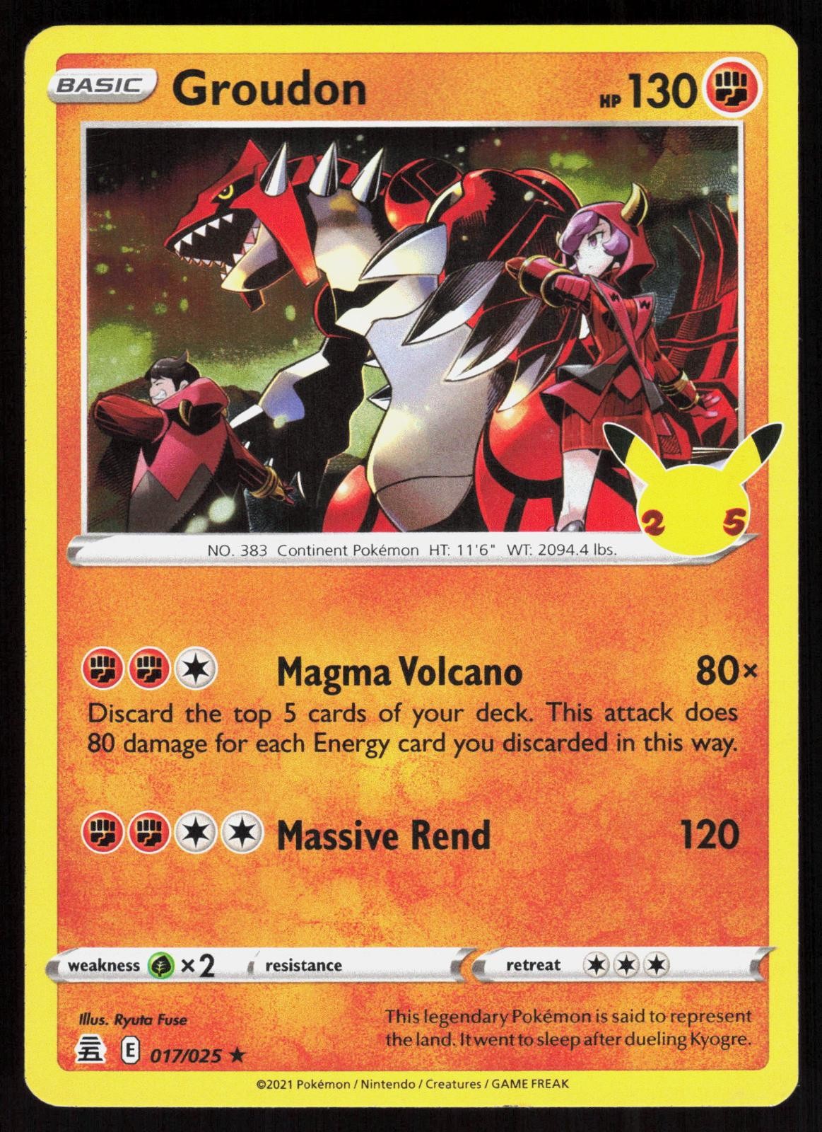 Celebrazioni Groudon 017/025 Raro Pokemon Holo quasi nuovo/m