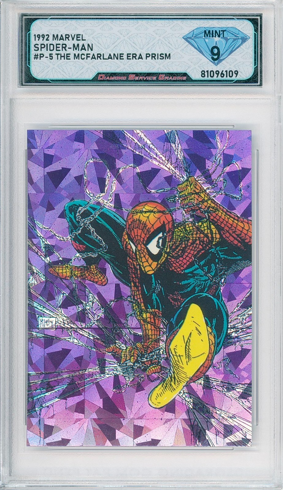 1992 Marvel The McFarlane Era Spider-Man #P-5 Prisma 💎 DSG 9 come nuovo