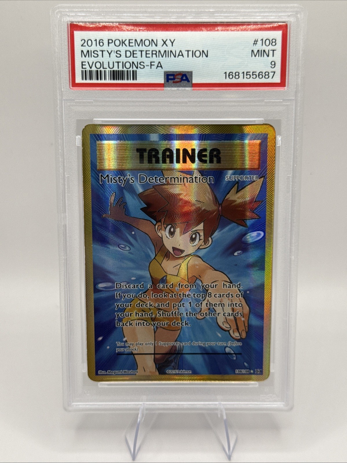 Pokemon TCG Misty's Determination 108/108 XY Evolutions FA PSA 9 Holo EN Card
